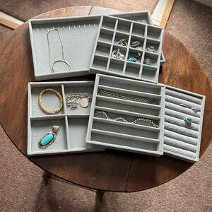 Jewelry Velvet Organizer Tray Set
